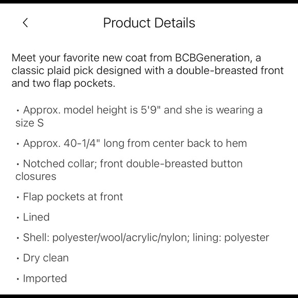 NWT BCBGeneration Double-Breasted Plaid Coat. - Picture 12 of 13